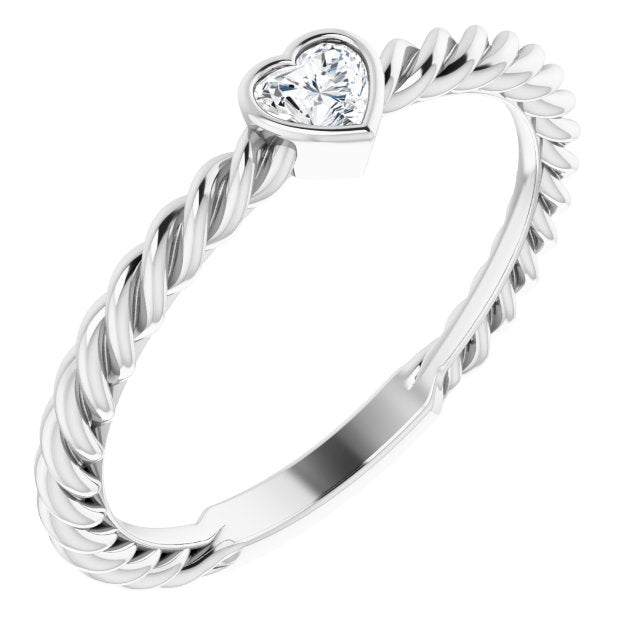 Sterling Silver 1/6 CT Diamond Bezel Rope Ring