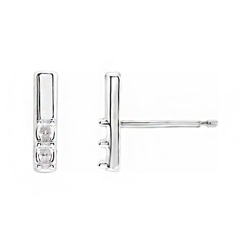 Sterling Silver 2-Stone Family Bar Earrings