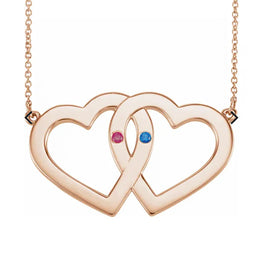 14K Rose Gold 2-Stone Family Heart 18" Necklace Mounting