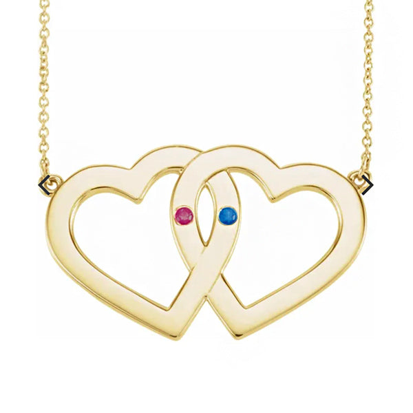 14K Yellow Gold 2-Stone Family Heart 18" Necklace Mounting