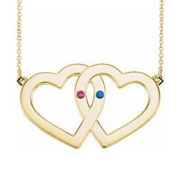 14K Yellow Gold 2-Stone Family Heart 18" Necklace Mounting