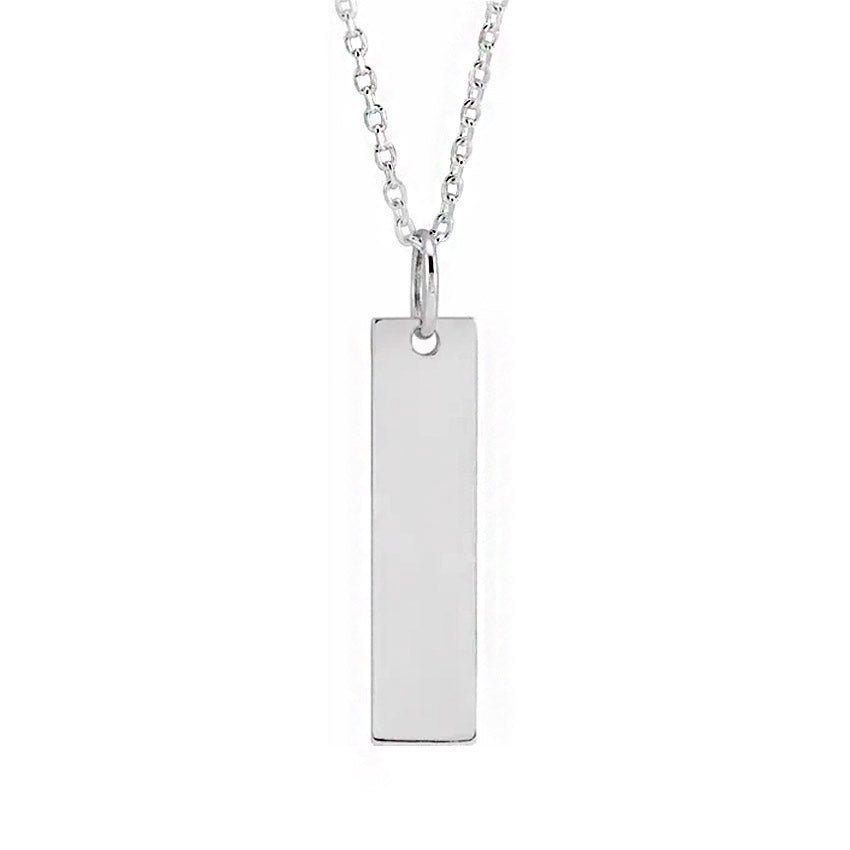 Sterling Silver Engravable Bar Necklace