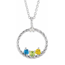 Sterling Silver .03 CT Diamond Family Circle Necklace