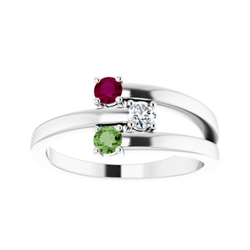 14K White Gold 1-4-Stone Family Ring