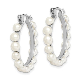 Sterling Silver 4-5mm Pearl Hoops