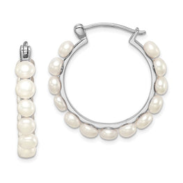 Sterling Silver 4-5mm Pearl Hoops