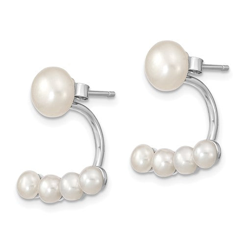 Sterling Silver 4 Pearl Front and Back Earrings