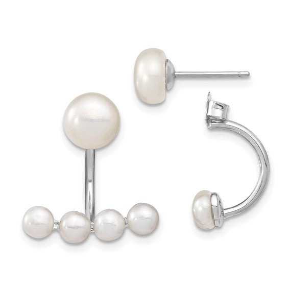 Sterling Silver 4 Pearl Front and Back Earrings