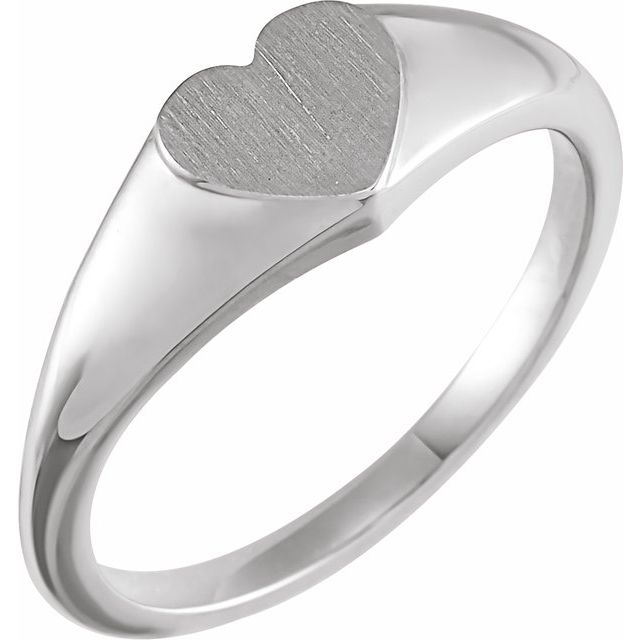 Sterling Silver 6.4 mm Heart Signet Ring