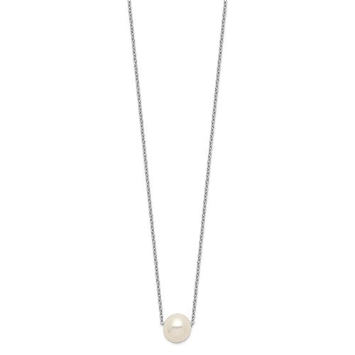 Sterling Silver 9-10mm White Pearl Necklace