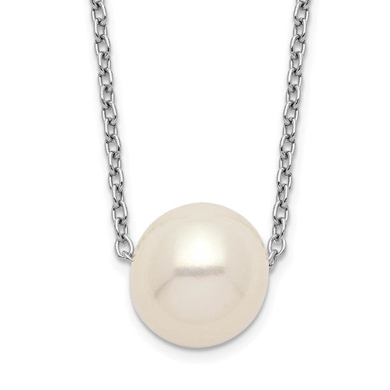 Sterling Silver 9-10mm White Pearl Necklace