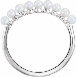 Sterling Silver Cultured Pearl Stackable Ring