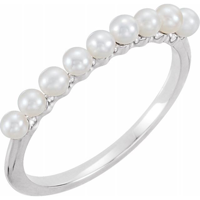 Sterling Silver Cultured Pearl Stackable Ring
