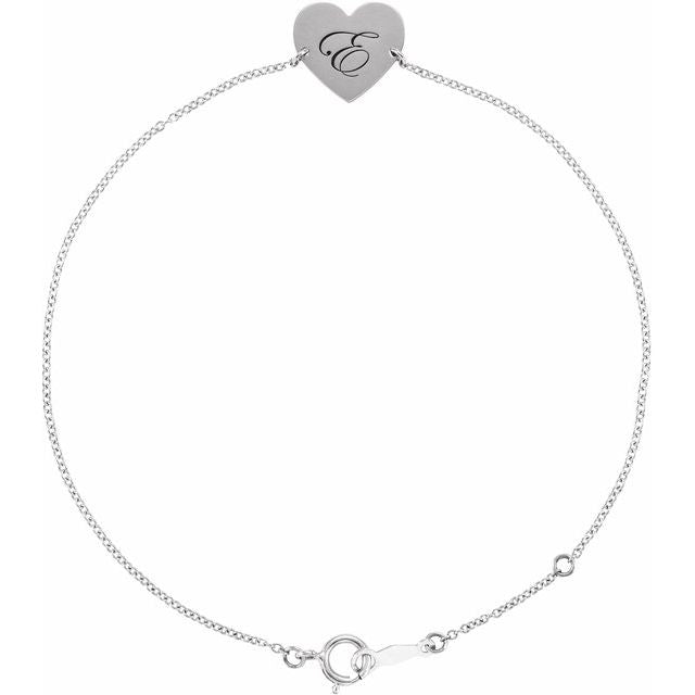Sterling Silver Engravable Heart 7-8" Bracelet