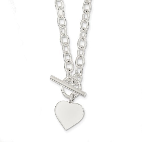 Sterling Silver Engraveable Heart Necklace