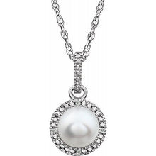 Sterling Silver Freshwater Pearl & Diamond Necklace