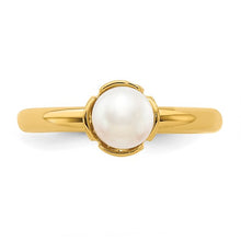 Sterling Silver White FW Cultured Pearl Gold-plated Ring