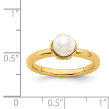 Sterling Silver White FW Cultured Pearl Gold-plated Ring