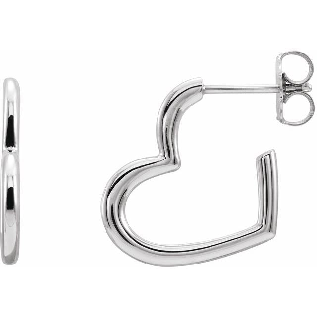 Sterling Silver Heart Hoop Earrings