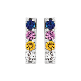 Sterling Silver Multi Color Sapphire Bar Earring