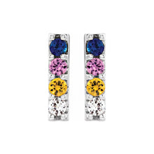 14K Yellow Gold Sapphire Bar Earrings