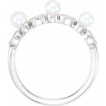 Sterling Silver Pearl & .03 CTW Diamond Stackable