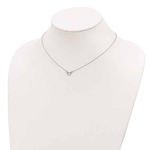 Sterling Silver Rhodium-plated 18in Heart Necklace