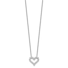 Sterling Silver Rhodium-plated CZ Heart with 2in ext. Necklace