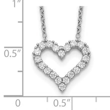 Sterling Silver Rhodium-plated CZ Heart with 2in ext. Necklace