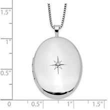 Sterling Silver Diamond 26mm Oval Locket