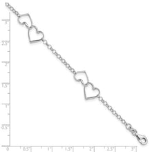 Sterling Silver Rhodium Plated Heart Bracelet