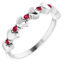 Sterling Silver Ruby Stackable Heart Ring