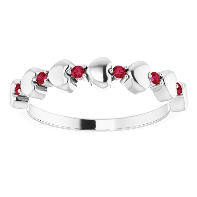 Sterling Silver Ruby Stackable Heart Ring