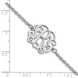 Sterling Silver/Rhodium-plated Polished Monogram Bracelet