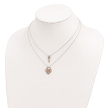 Sterling Silver and Rose-tone Heart Lock and Key 2-strand Necklace