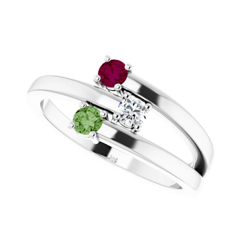 14K White Gold 1-4-Stone Family Ring