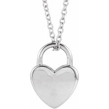 14K Rose Gold Engravable Heart Lock 16-18