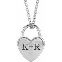 14K Yellow Engravable Heart Lock 16-18