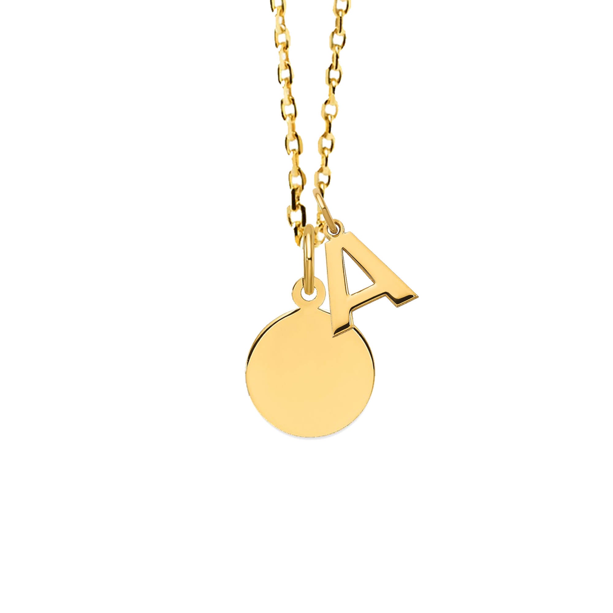 14K Gold Small Initial Engravable Necklace