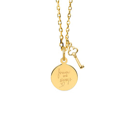 14K Gold Small Key Engravable Necklace