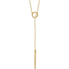14K Gold Circle and Bar Y Necklace