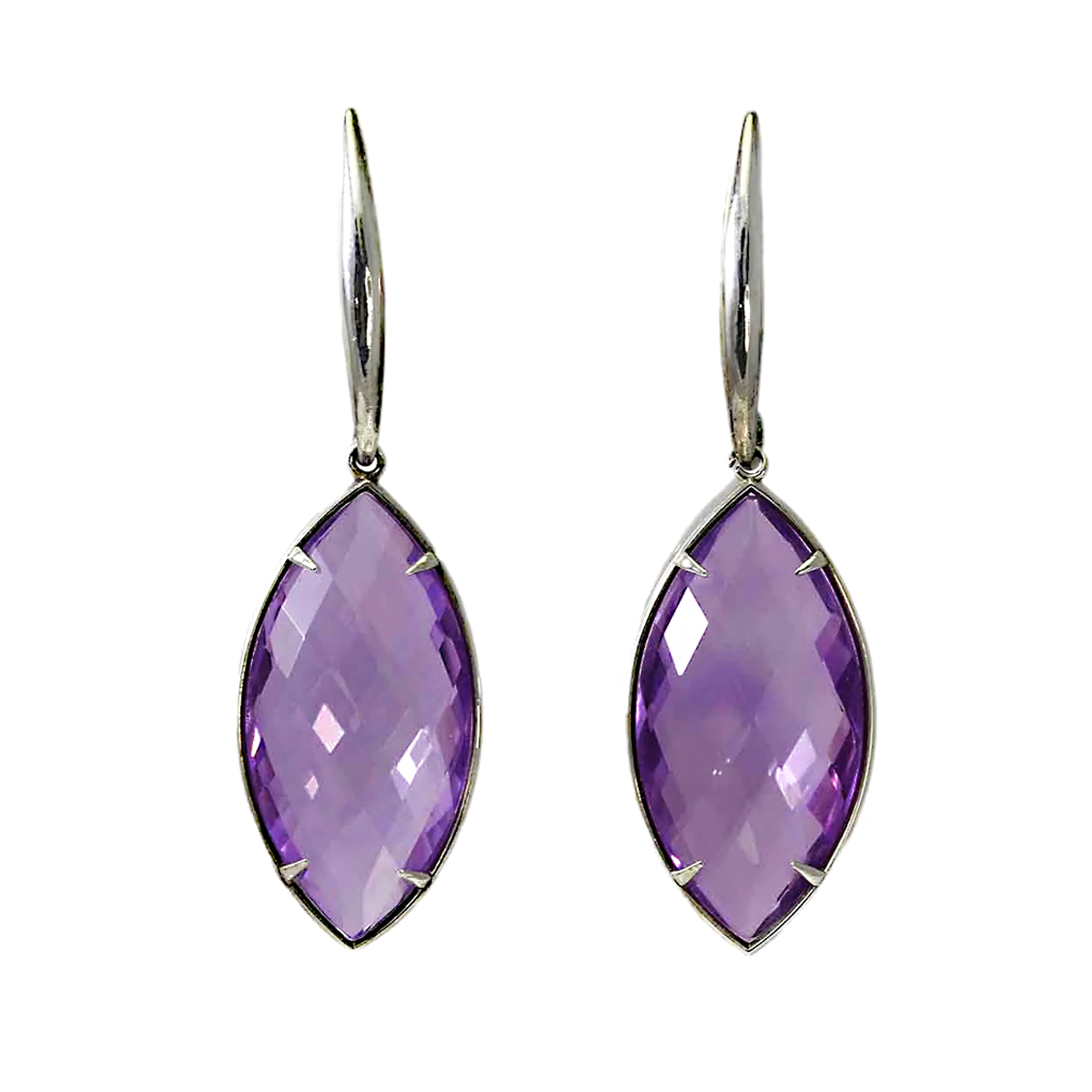 Checkerboard Amethyst Dangling Earrings