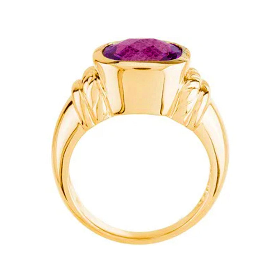 14K Yellow Gold Cushion Statement Amethyst Ring