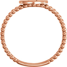 14K White Heart Engravable Beaded Ring