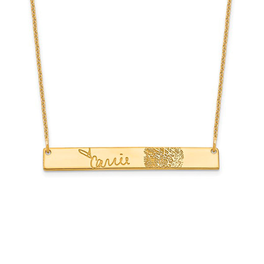 14K Yellow Gold Signature and Fingerprint Necklace