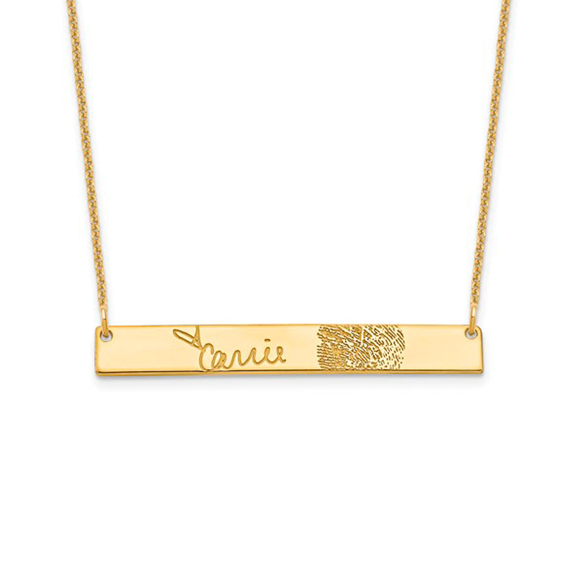 Gold Plated Signature and Fingerprint Necklace