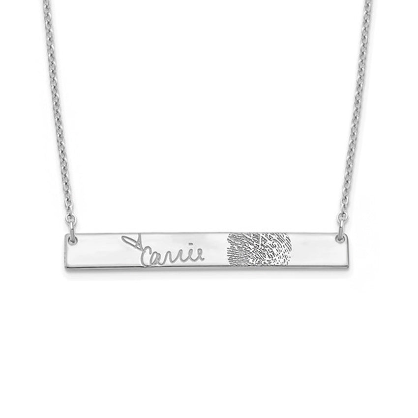 925 Sterling Silver Signature and Fingerprint Necklace