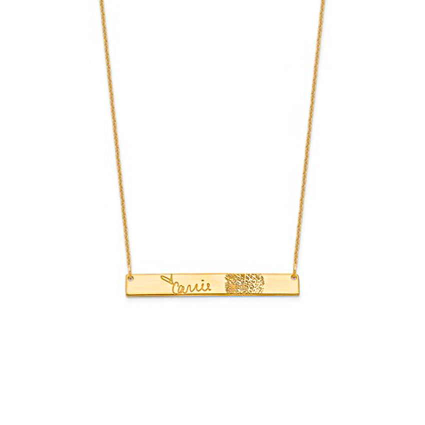 14K Yellow Gold Signature and Fingerprint Necklace