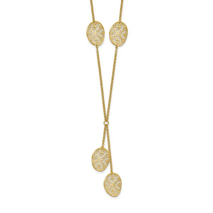 Sterling Silver Gold Plated Filigree Drop Necklace