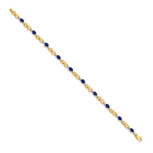 10K Gold Diamond & Oval Sapphire Bracelet